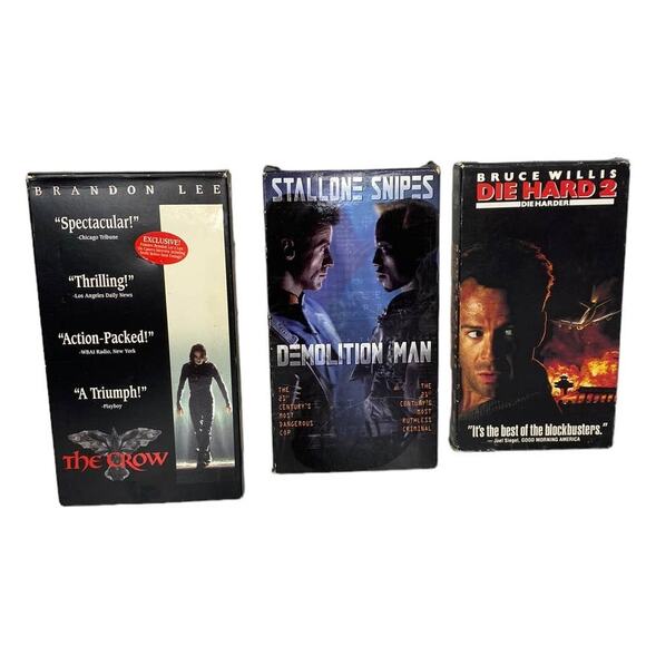 The Crow, Demolition Man, and Die Hard 2 VHS Bundle Set - Picture 1 of 6